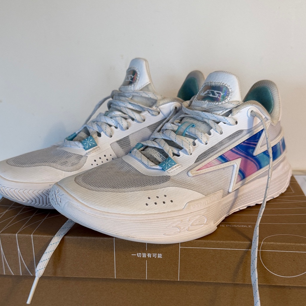 White And Blue Athletic Shoes